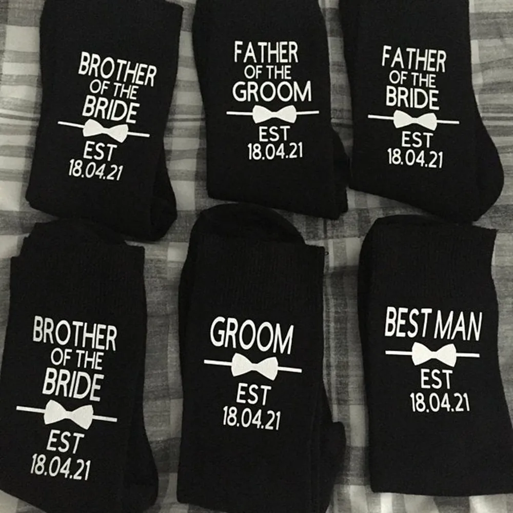 New Personalized Groom Socks Father of the Bride Best Man Groomsman Wedding Party Socks Custom Name Men\'s Birthday Gifts Favor