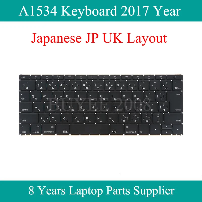 Original JP UK A1534 คีย์บอร์ดปี 2017 สําหรับ MacBook Air 12 "A1534 ญี่ปุ่นคีย์บอร์ด Backlit เปลี่ยน