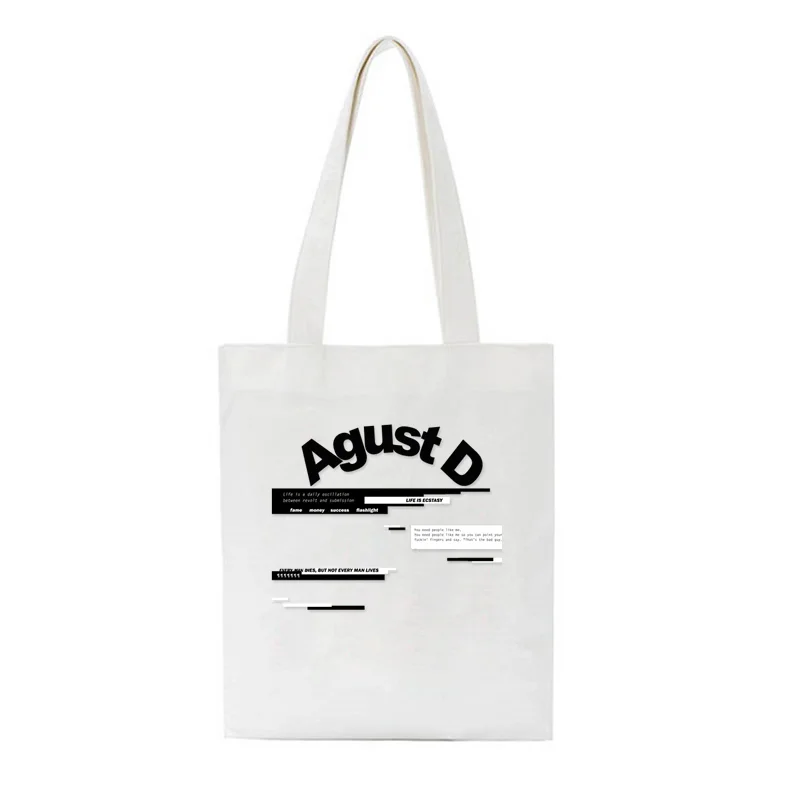 New Korean version of KPOP Agust D Print Shopping Tote Casual Large-capacity Cartoon Women Bag Harajuku Shoulder Bags