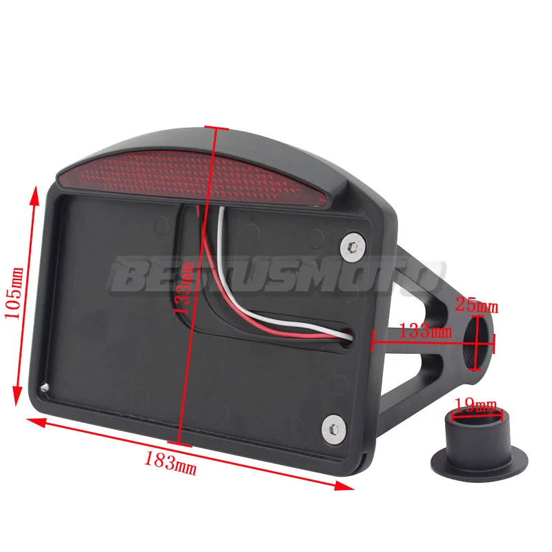 Motorcycle License Plate LED Tail Light Horizontal Side Mount Bracket Holder For Harley Bobber Chopper Custom Touring Universal