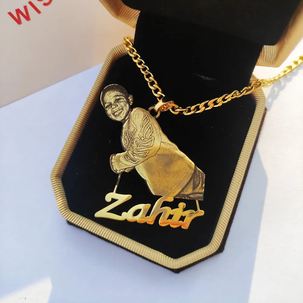 

DUOYING New Custom Photo Necklace With Name Heirloom Custom Picture Nameplate Pendant Necklace Memory Jewelry for Family Gifts