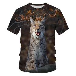 Cat Eurasian Lynx Animal T Shirt 3D Print Women Men's Harajuku Casual T-shirt Tee Tops Short Sleeve Plus Size Clothing