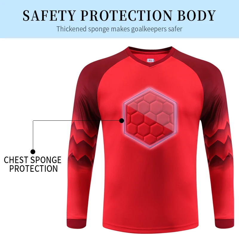 2021 New Uniform Men\'s Football Training Goalkeeper Uniform Kids Soccer Jersey Set Long Sleeve Protective Sponge Shirt Pants