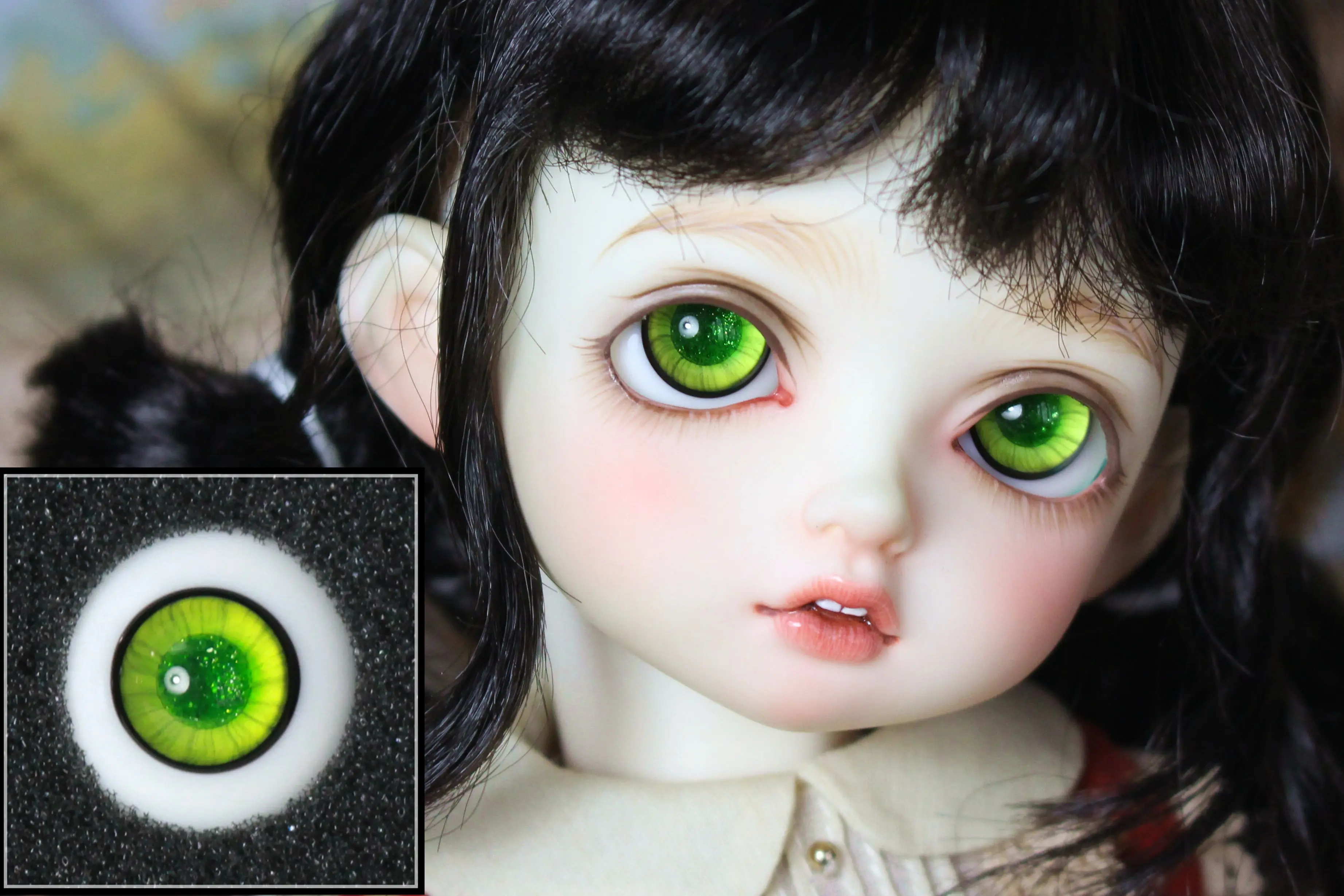 BJD doll eye is suitable for 12mm14mm16mm18mm small iris small bulb green real person eye doll accessories