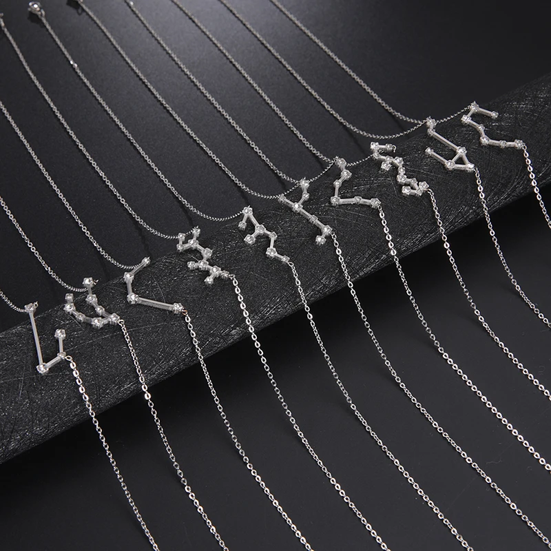 Lucktune Zircon Constellation Pendant Necklace Libra Virgo Zodiac Necklace for Women Stainless Steel Birthday Jewelry Gifts 2025