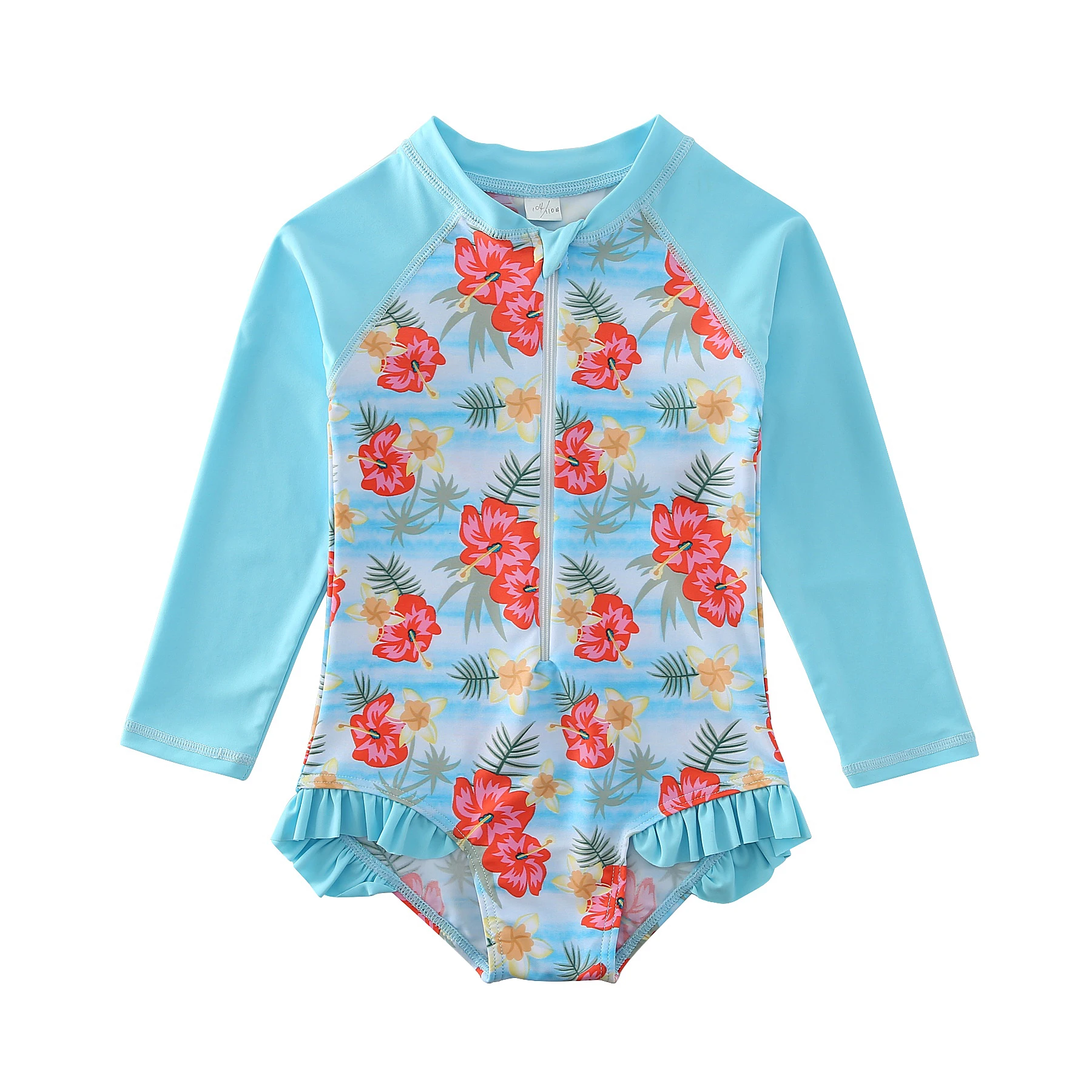 

Wishere Baby Swimwear Toddler Girls One Piece Swimsuit Long Sleeve Flower Print Kids UPF50+ Sunsuit Children Summer Beachwear