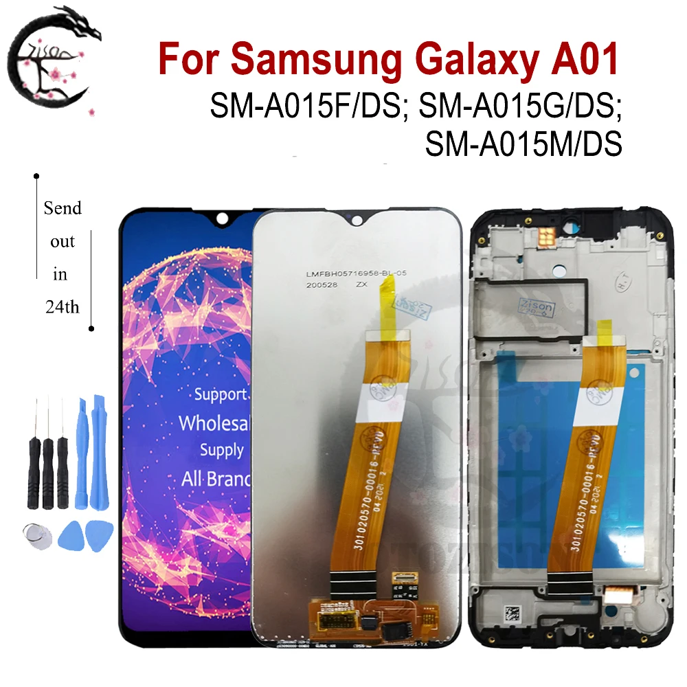 Pantalla LCD de 5.7 pulgadas para Samsung Galaxy A01, digitalizador táctil SM-A015F/DS A015G A015M A015, LCD con marco, ensamblaje de pantalla A01