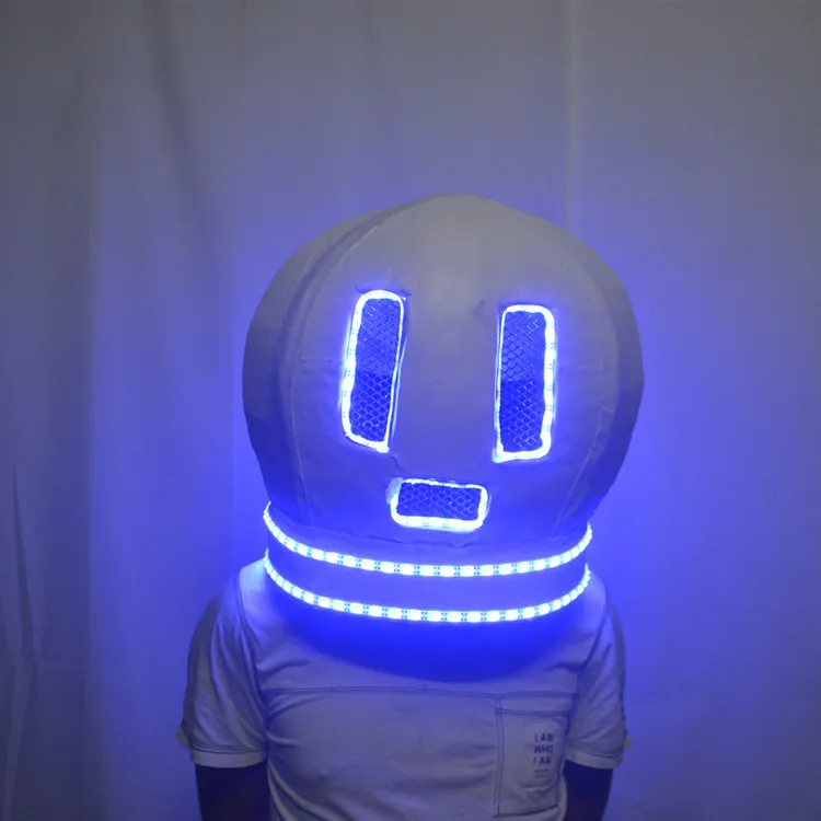 DJ head cover LED light helmet nightclub bar electronic sound festival creative performance props stage dance prop