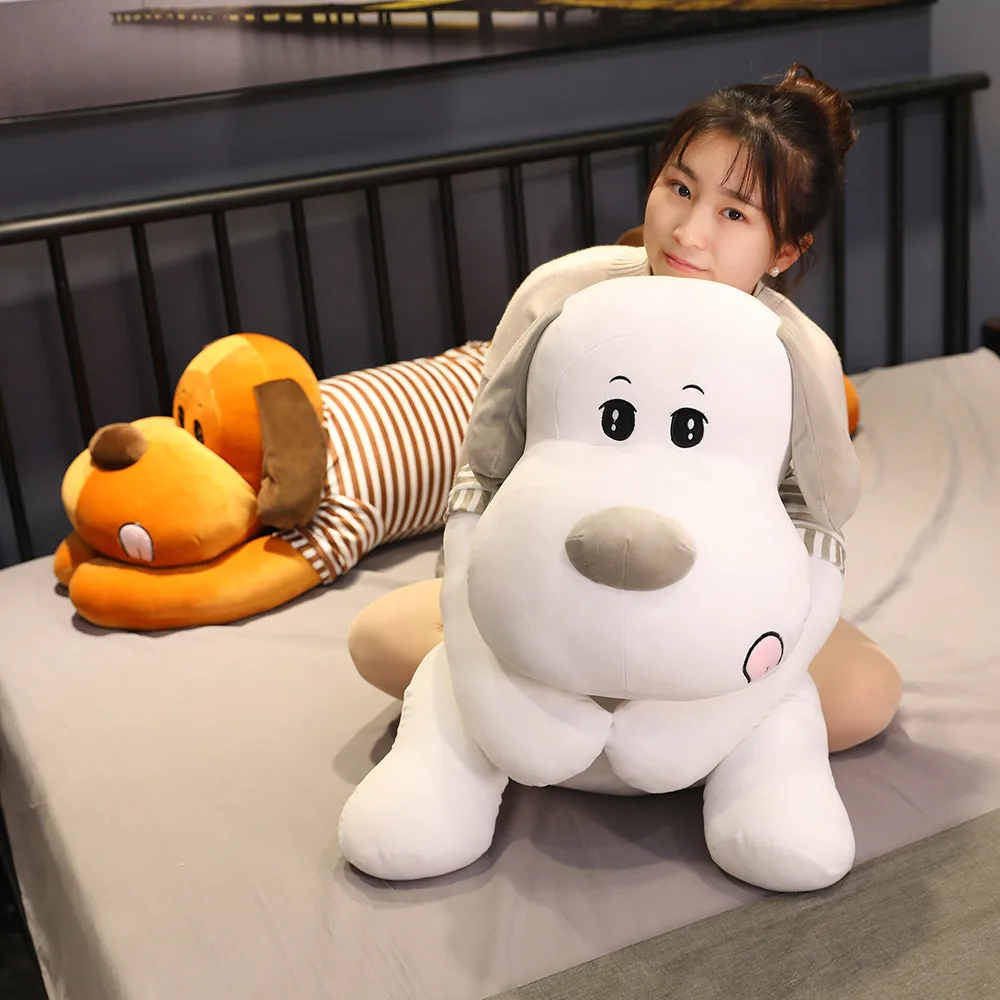 1pc 100CM Cute Dressing Lying Teddy Dog Plush Toys Lovely Long Ear Animal Dog Pillow Stuffed Soft Dolls for Children Kids Gifts