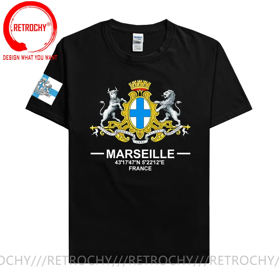 Marseille France Europe international tourist city Provence logo culture souvenir mens sports fashion t shirt tops cotton tshirt