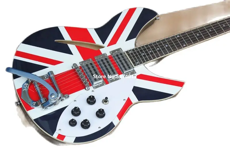 High quality customized Rickon 360 electric guitar stickers with flag rose wood fingerboard