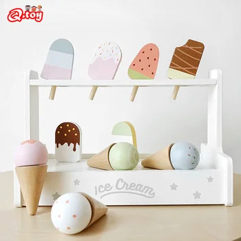 Jeu de plateau à crème glacée Montessori en bois, jeu de Simulation, cône de crème glacée, jouets de cuisine pour enfants d'âge préscolaire éducatifs
