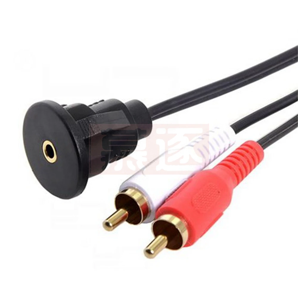 Panel de instrumentos de soporte para automóvil de 3,5mm a RCA doble con cable de audio para motocicleta impermeable de 1m y 2m