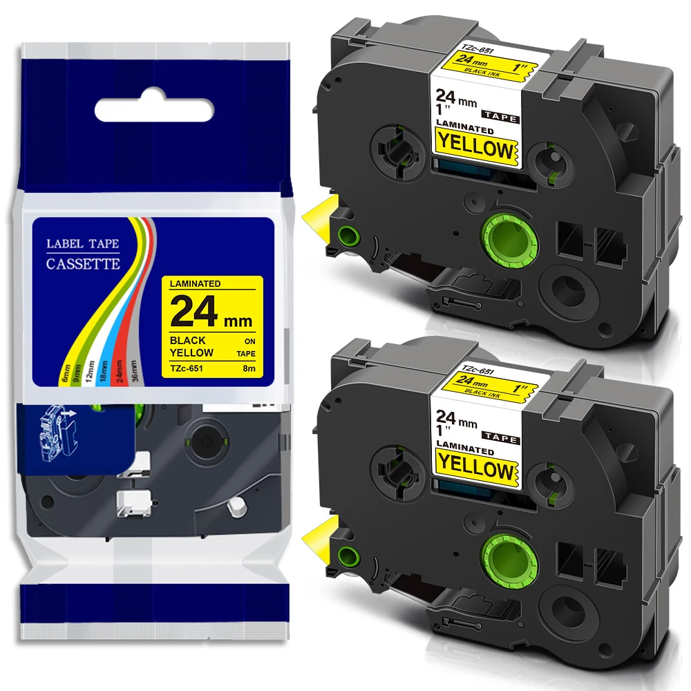 5Pcs label tape compatible for 651 Tape 24mm Laminated Label Tape Printer Ribbon for Label Maker