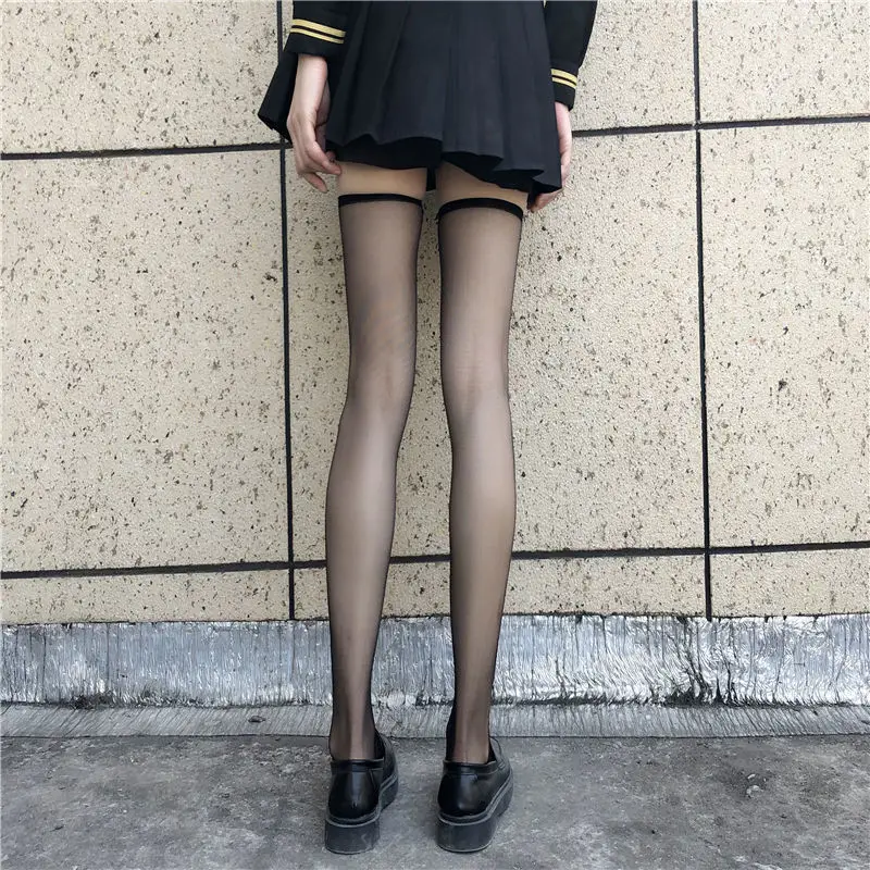 Sweet Ultra-thin Stockings Lace Spring summer Women Thigh Knee Socks for Ladies Girls over the knee black thin leg knee-high