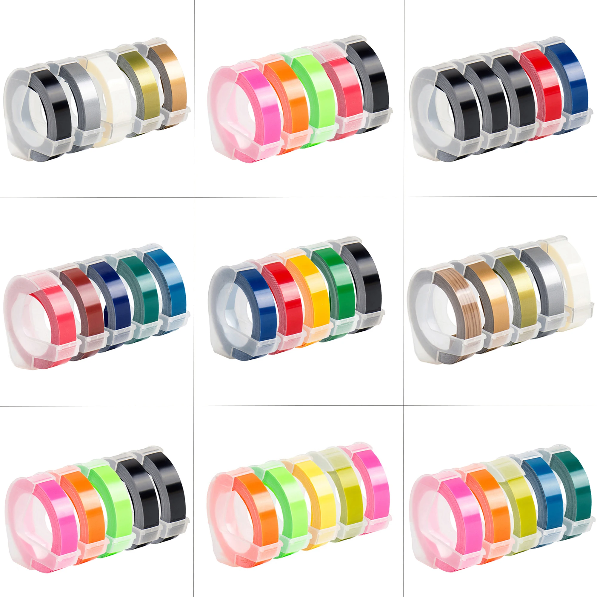 Label Welt 3D präge Multicolor 9mm diy label band fit für Manuelle Label Drucker dymo 1610 1880 motex e101 c1011540A/B