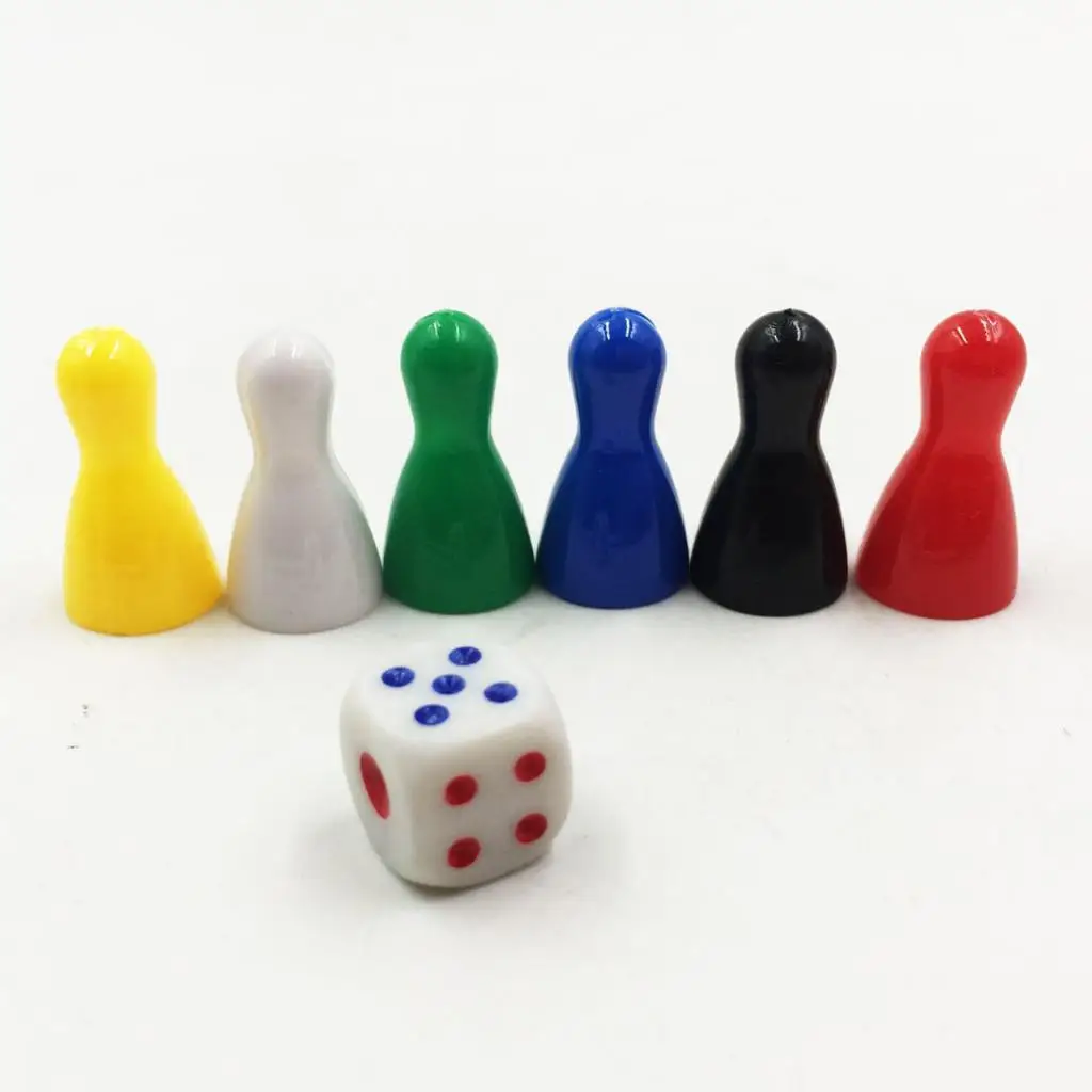 6x Plastic Game Pieces Dice Pawn/Chess Board Games Card Games Accessory