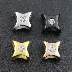 316L Stainless Steel 5mm Double Hole European Charms Beads Crystal Bead Charms for Leather Bracelet DIY Jewelry Making 4pcs