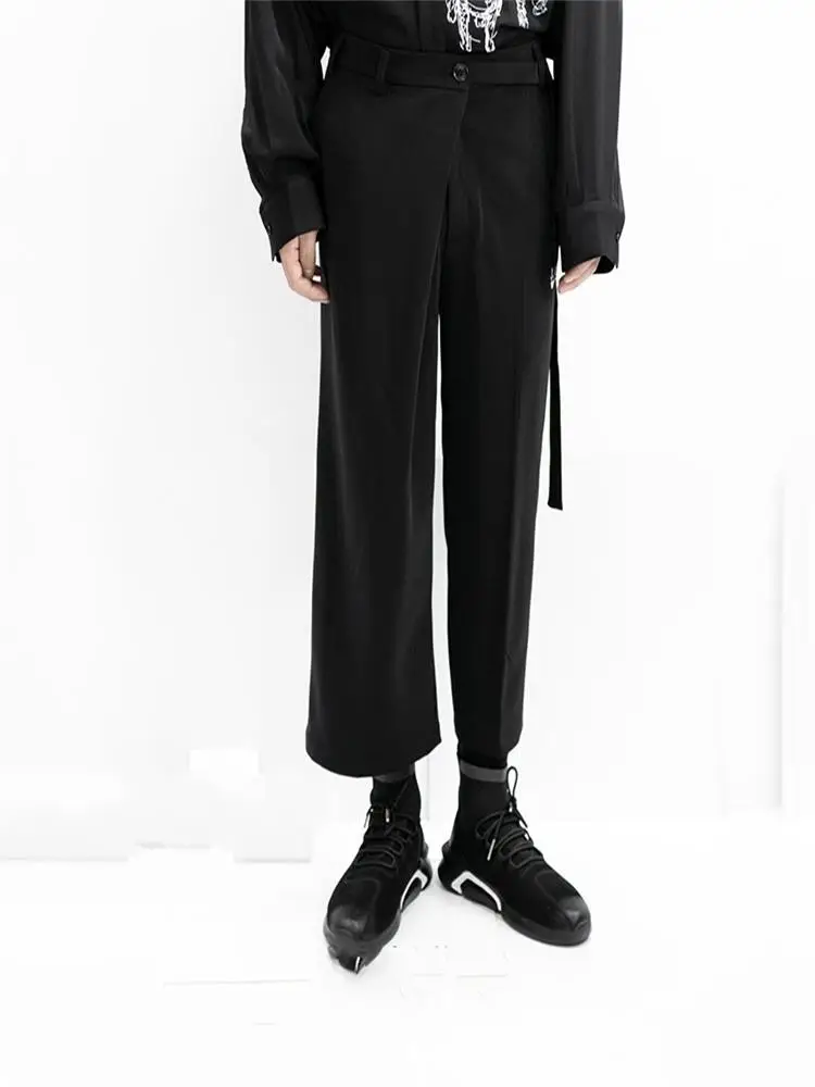 

Spring And Autumn New Large Size Men's Pants Unsymmetrical Waistline Men's Solid Color Recreation Nine Pants