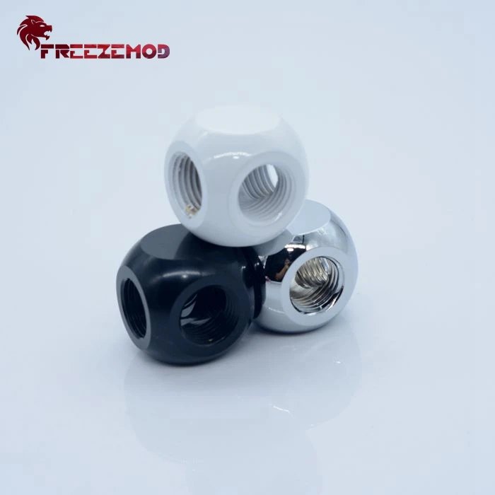 FREEZEMOD HDTD-3STB G1/4'' cube Black brass 3-way adapter for computer water cooling system computer pc water cooler fitting.