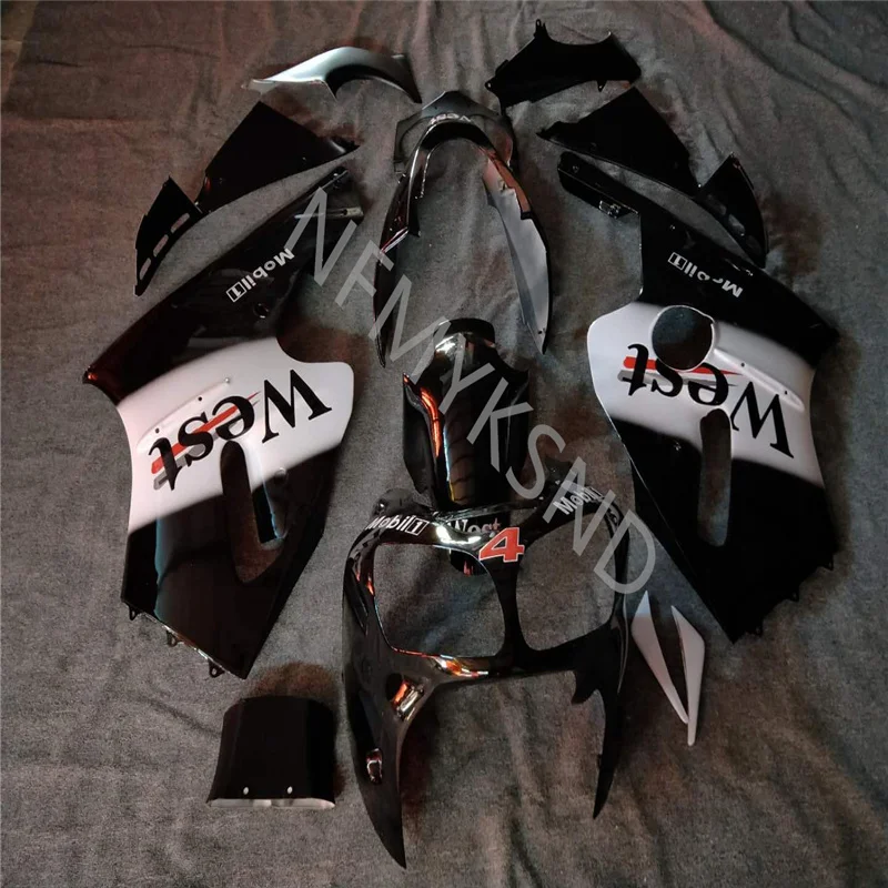 

Injection fairing kits for Kawasaki Ninja ZX12R 2000-2001motorcycle fairings ZX12R 00-01 black white west fairing