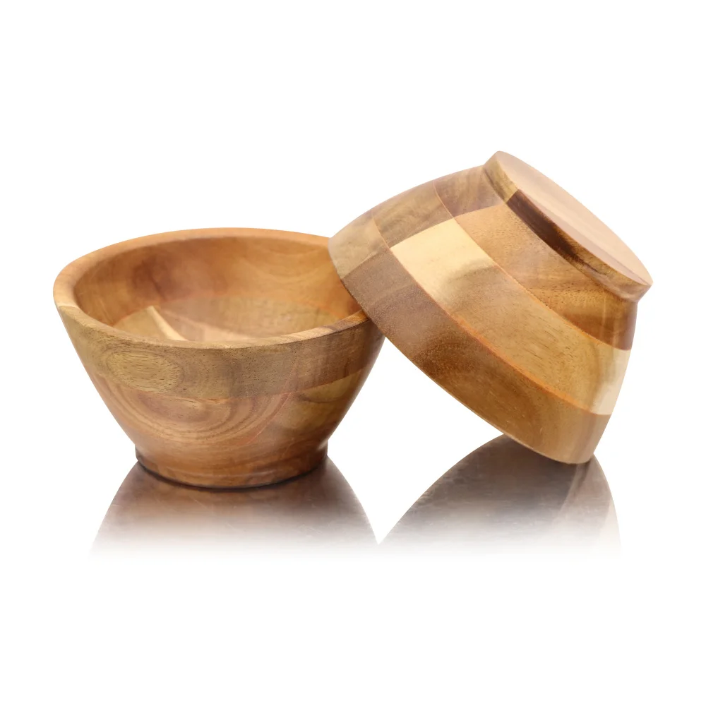 Jaswehome Natural Wooden Bowl Noodle Rice Soup Dessert Bowls Food Container Wooden Utensils Small Acacia Wood Sauce Bowls