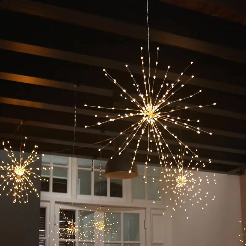 LED Waterproof Exploding Star Fireworks Lamp Christmas Fairy Lights Copper Wire Lamp Dandelion String Lights Garden Home Decor