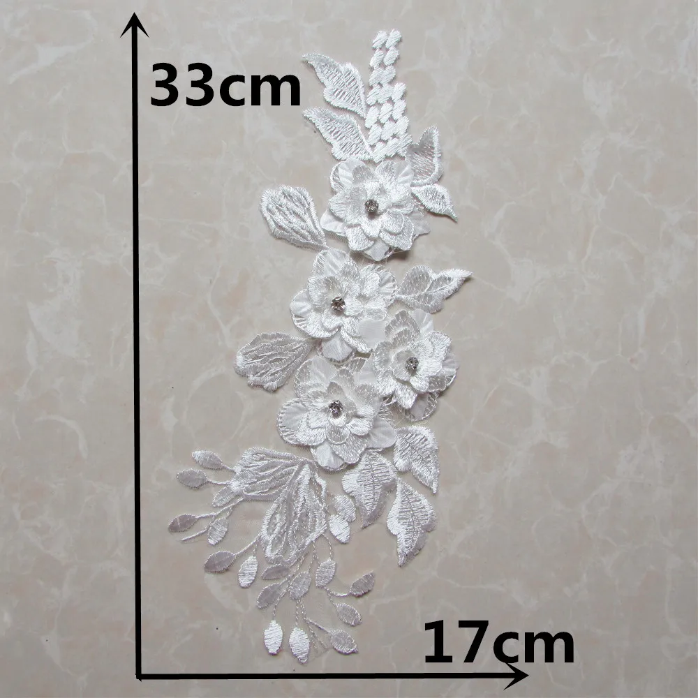 brand new 1pc white Venise Lace collar fabric Costume Embroidery Dress Fine Applique Motif Accessories Clothes Lace Trim YL1076