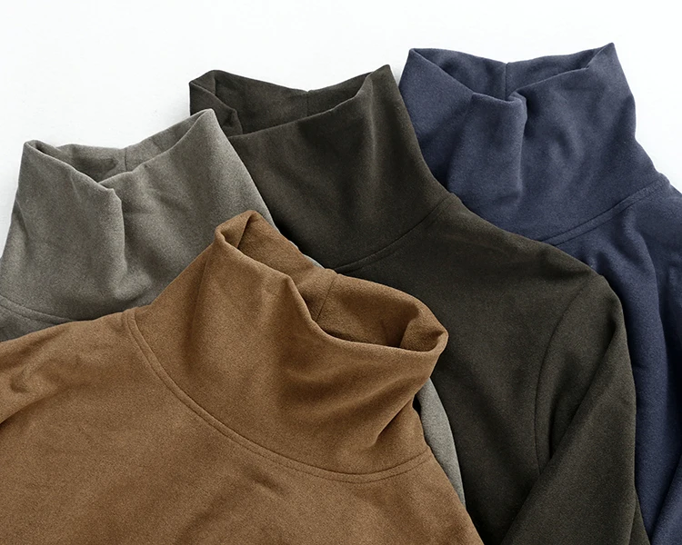 Autumn Imported Double-sided Cashmere T-shirt Men\'s Thickened Solid Color Turtleneck Long Sleeve Casual Couples Bottoming Tops