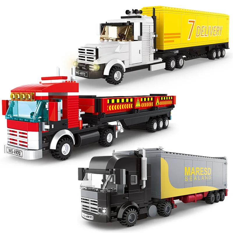 

City Series Heavy Container Truck Model Building Blocks Goods Transportation Vehicle Urban Car Bricks DIY Toys Kids Adult Gifts