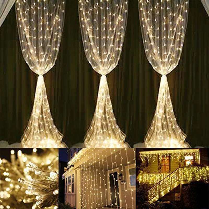 

LED Star String Lights for Decoration, Curtain Light, Wedding, Bedroom, Festive, Christmas, Icicle, Garden Accessories, Outdoor