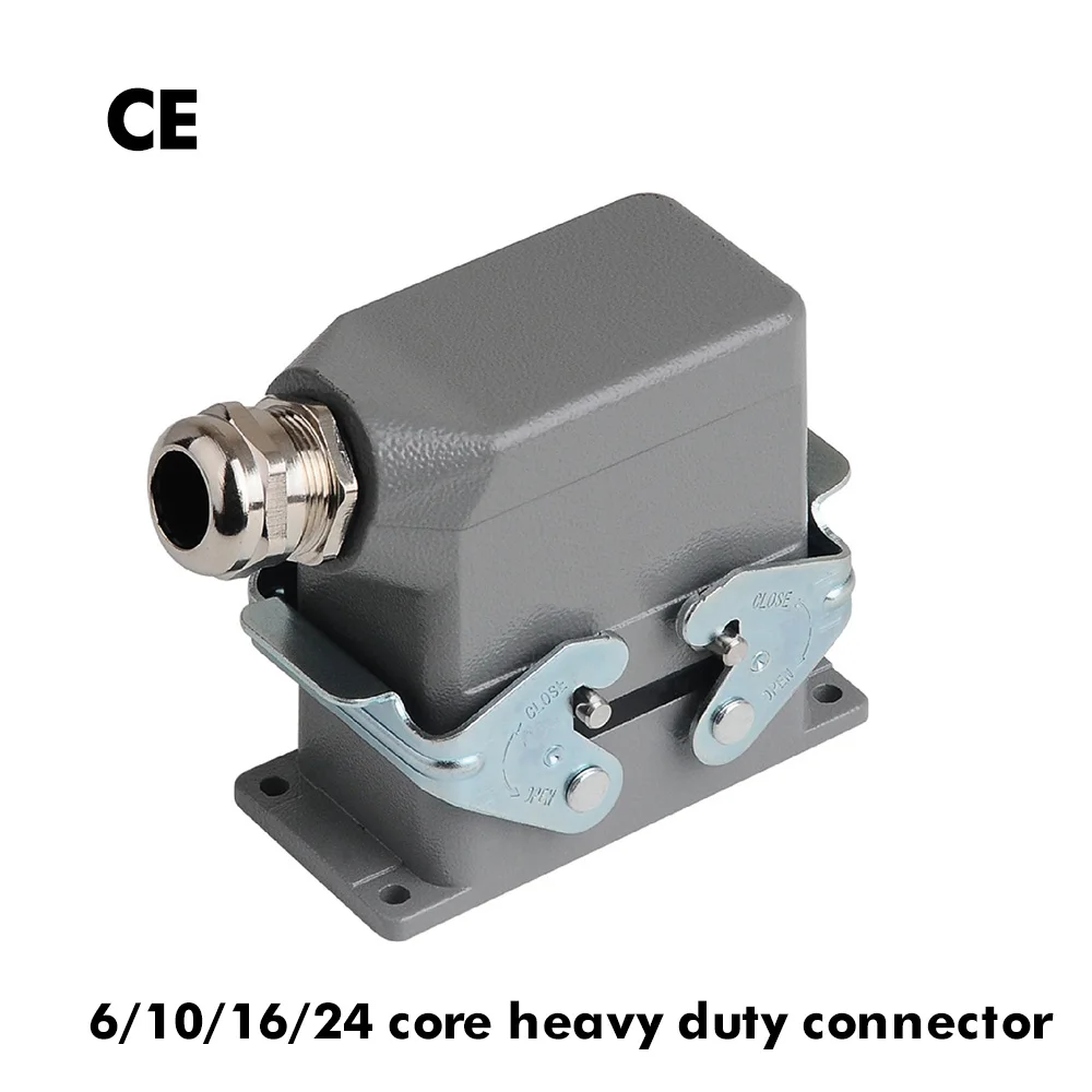 Rectangular Heavy Duty Connector HDC-HE-06 10 16 24 Core Industrial Waterproof Aviation Plug Socket 16A 500V Top Line