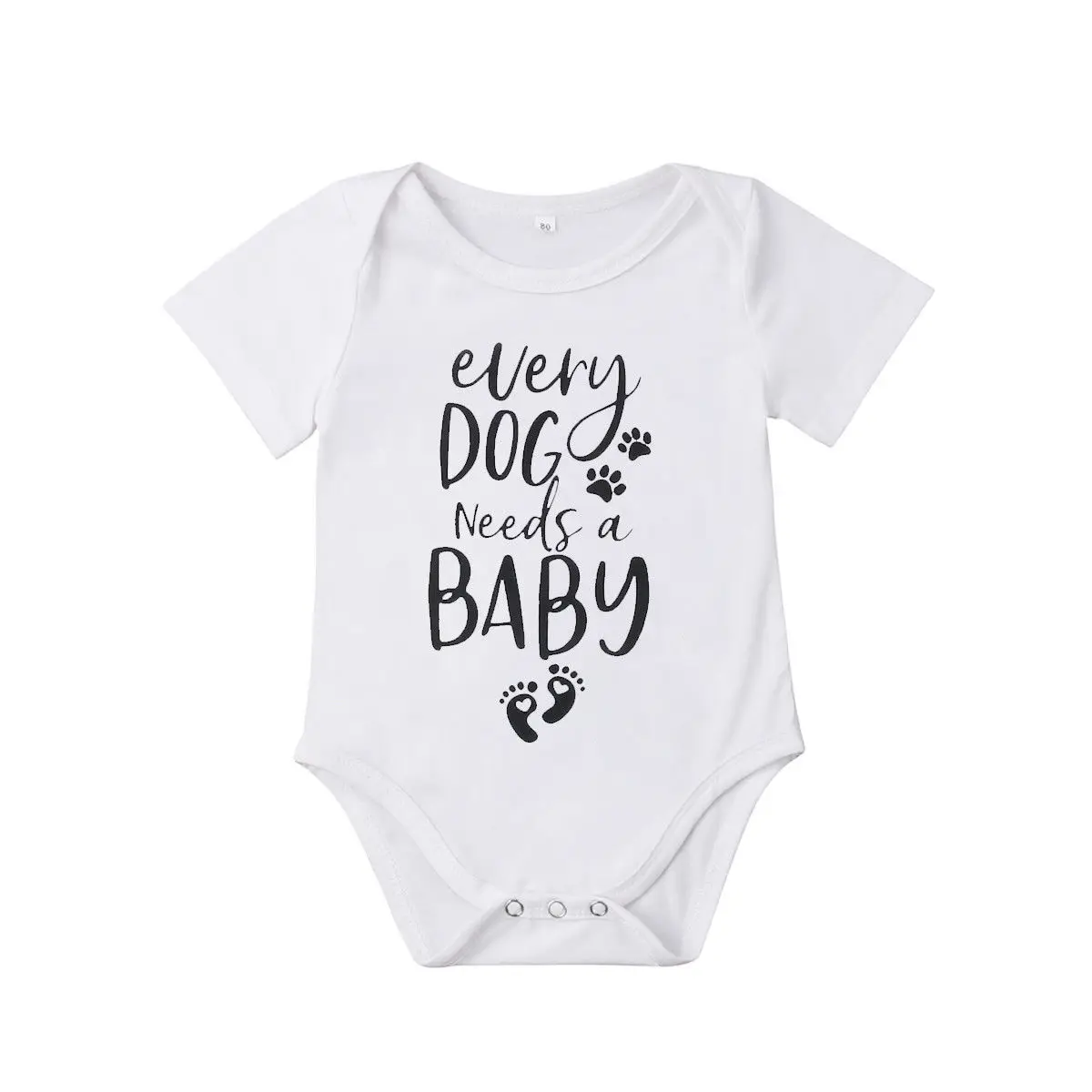 Infant Baby Girl Boy Short Sleeve Letter Printing Romper Jumpsuit cotton white Fashion baby