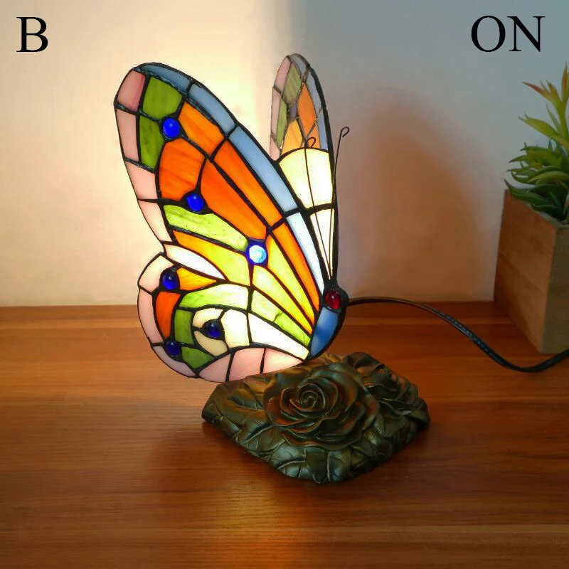 Imagem -05 - Tiffany Vitral Led Table Lamp Desk Light Borboleta Criatividade Arte Quarto Cabeceira Estudo Nightstand Night Light