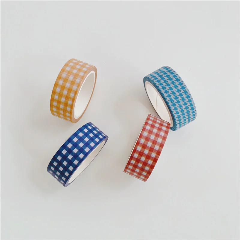 Ins Color Vintage Grid Houndstooth Washi Tape Envelope Card Sealing Stickers Hand Account Stationery Masking Decorative Tape 5m