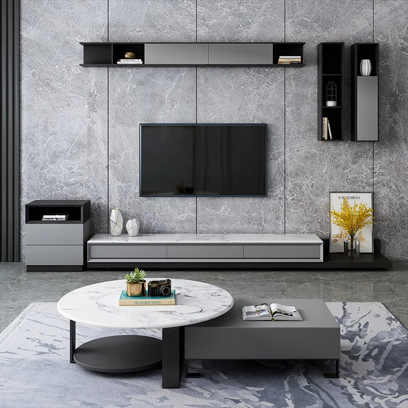 

living room furniture marble coffee table TV cabinet combination set modern minimalist Nordic coffee table wholesale