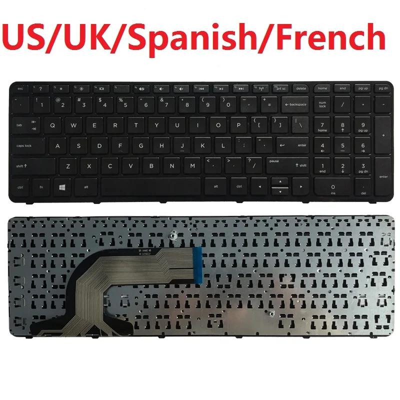 Teclado de ordenador portátil para HP 15-N, e-e, 15N, 15T, 15-F, 15-R, 15-A, 15-S, 15-H, 250, G2, G3, 255, G2, G3, 256, G2, G3, EE. UU./ru/SP/español/FR/francés