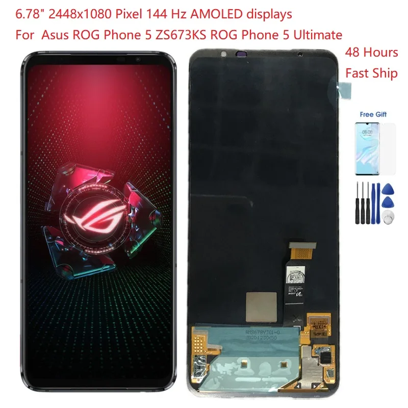 

6.78" 144 Hz AMOLED displays For Asus ROG Phone 5 ZS673KS Lcd Display Screen Digitizer For Asus ROG Phone 5 Pro 5 Ultimate Lcd