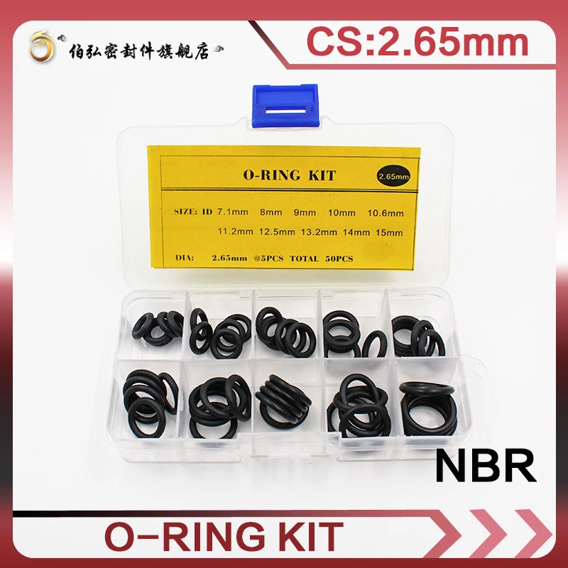 

Thickness 2.65mm Nitrile Rubber Ring NBR O Ring Seal Nitrile Sealing O-rings NBR Washer oring set Assortment Kit Set O Ring