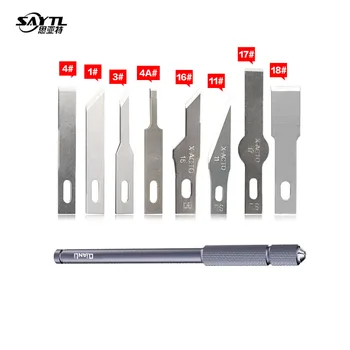 QIANLI 012 iHilt rutschfeste Metall Skalpell Messer Werkzeuge Kit Cutter Gravur Handwerk Messer BSD Klinge Telefon PCB DIY Reparatur Handwerkzeuge