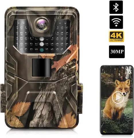 4K 라이브 쇼 스트림 트레일 카메라 30MP WIFI APP 블루투스 제어 사냥 카메라 야간 투시경 야생 동물 사진 트랩 WIFI900PRO