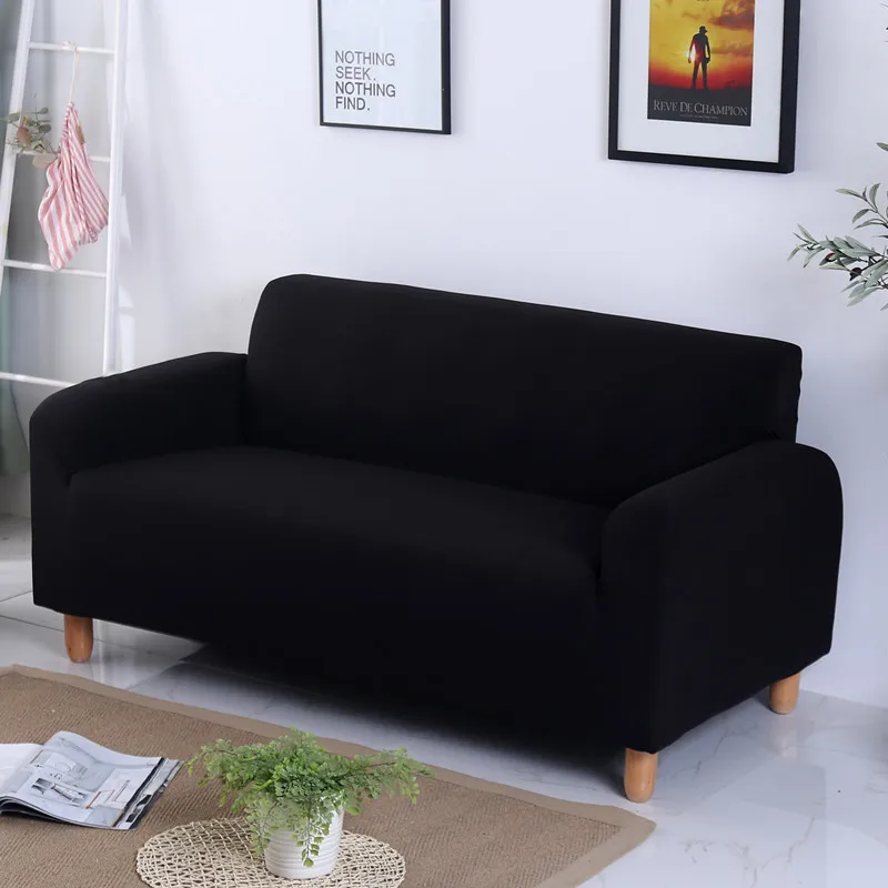 

Anti-dirty Solid Color Universal Sofa Covers Couch Black Slipcover For Living Room Stretch Sofa Bed Covers Elastic Seater