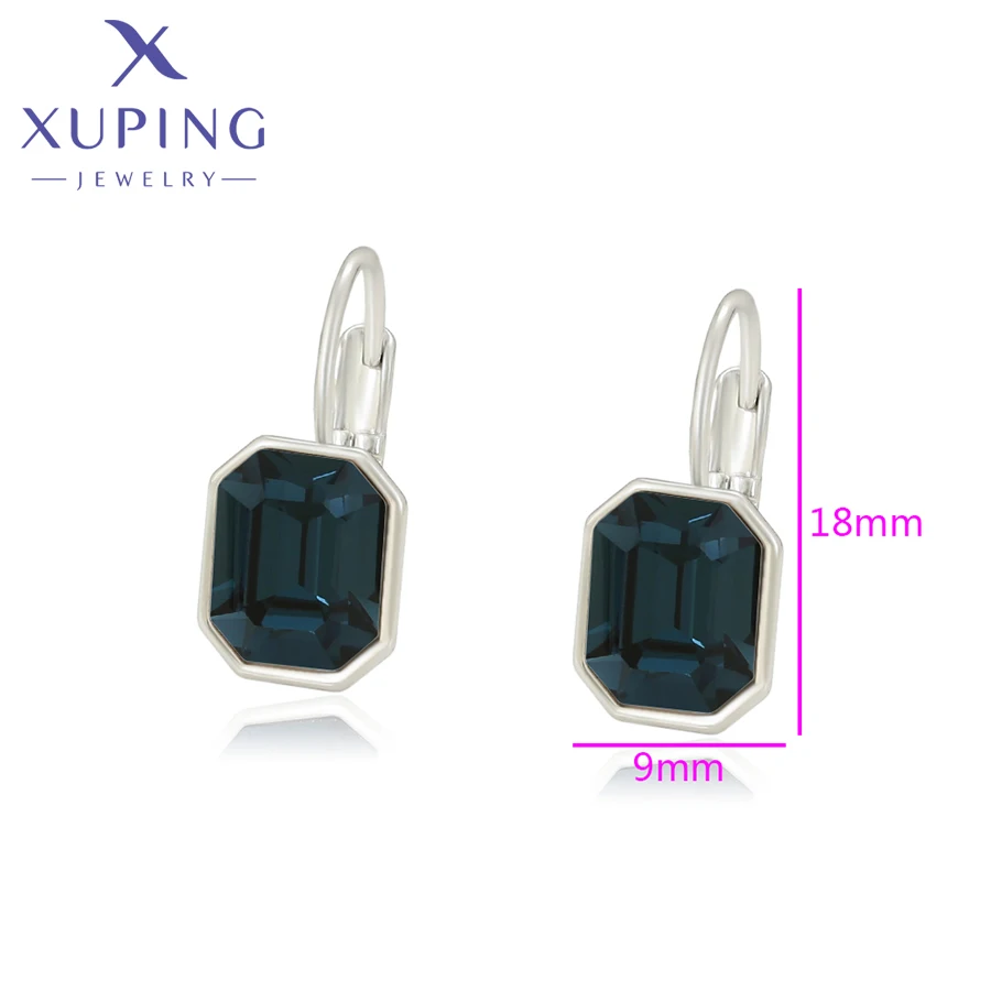 Xuping Jewelry Promotion Copper Square American Style Platinum Color Plated Crystals Earrings for Women Christmas Gift 610295595