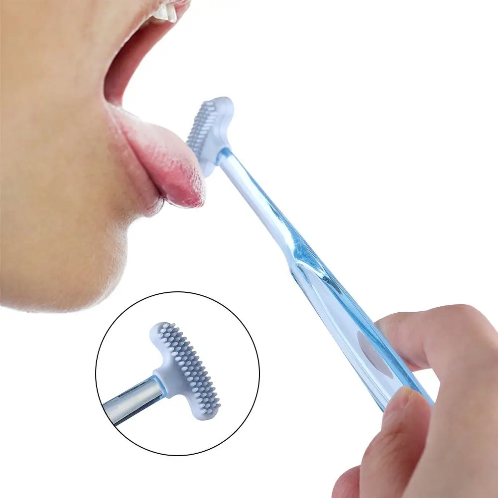 Silicone Useful Double sided Hygiene Bad Breath Cleaner Brush Tongue Scraper  Oral Clean Dental Care