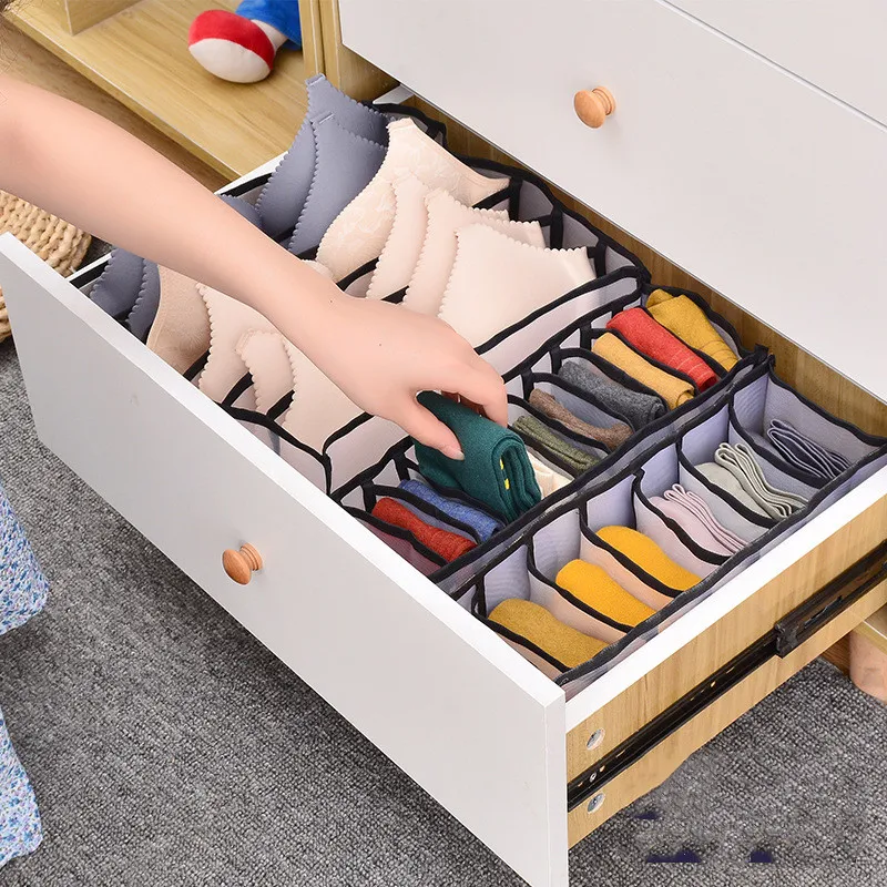 1 Piece Mesh Underwear Package Box Drawer Type Clothes Storage Case Lattice Sorting Box For Socks Transparent Clothing Organizer