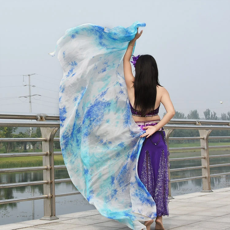 Wholesale art cheap belly dance silk veil 100% silk shawl scarf hand of pink belly dance veil in belly dance props