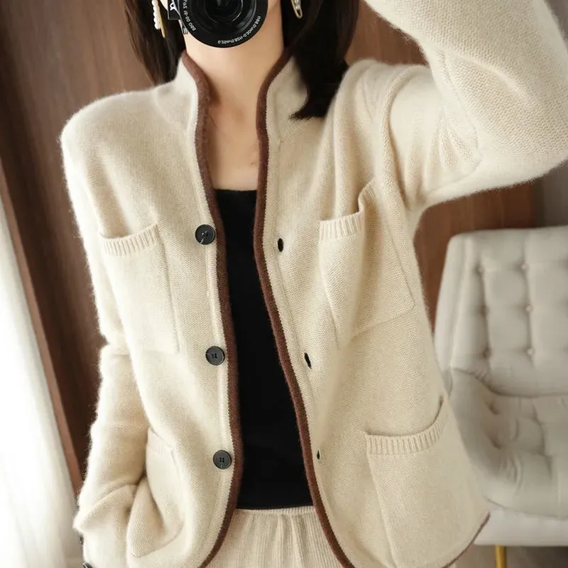 High Quality Women Paneled Button Coat 2022 Female Autumn New Cardigan Jacket Women Loose Outer Wear Fashion Knitting Sweater A