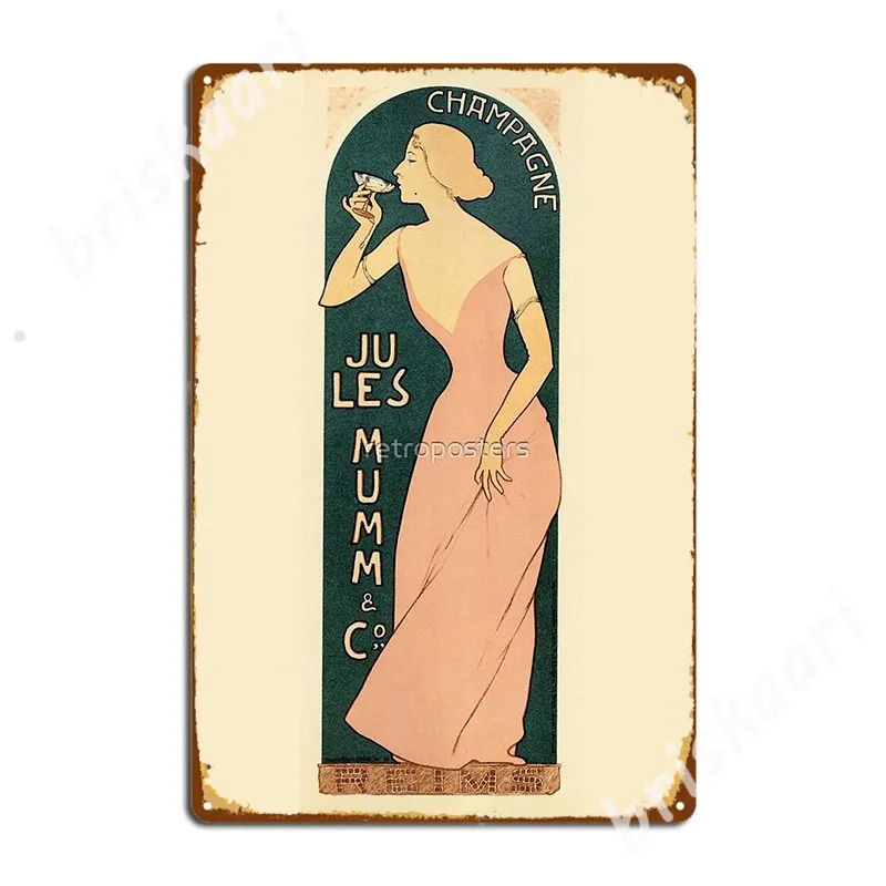 Champagner Jules Mumm Vintage Frankreich Wein Metall Zeichen Plaques Retro Club Bar Wand Höhle Zinn zeichen Poster