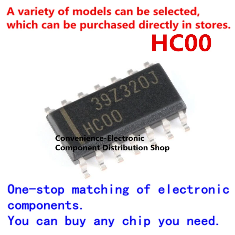 20PCS/PACK HC00 SMD 74HC00DR SOP SN74HC00DR SOIC-14 quad 2-input positive NAND gate logic chip