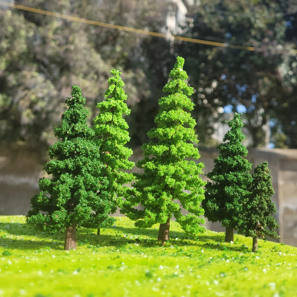 4PCS 1:87 HO Scale Model Pine Tree Cedar Landscape Miniature Train Railway Layout Scenery Diorama Diy Window Christmas Day Decor